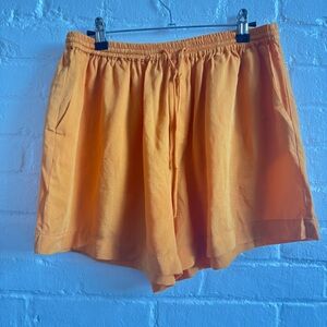 Mango Lyocell Cupro Elastic Waist Orange Women's Shorts